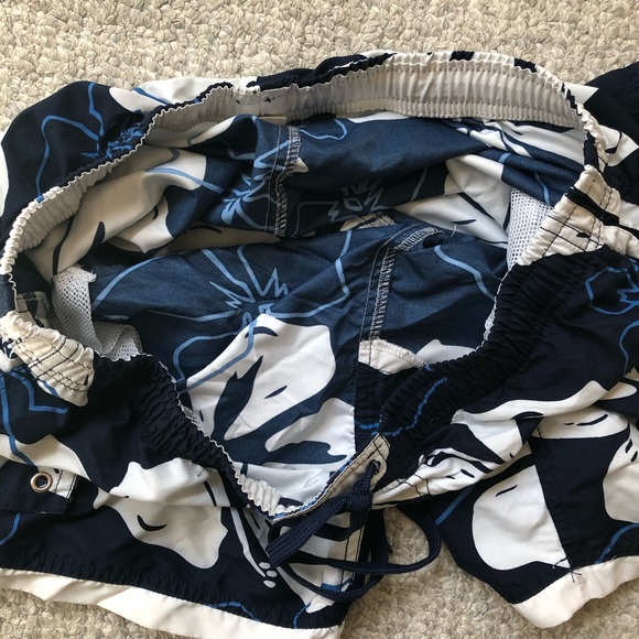 Blue White Hawaiian Hibiscus Board Shorts Swim Trunks Medium - Picture 12 of 12
